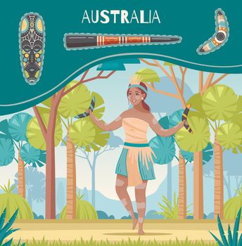 Australia Cartoon Poster