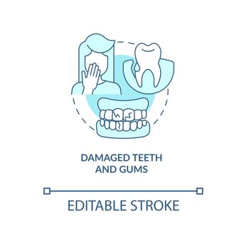 Damaged teeth turquoise concept icon