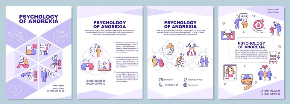 Psychology of anorexia purple brochure template