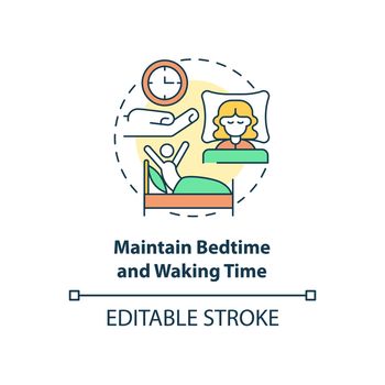 Maintain bedtime and waking time concept icon