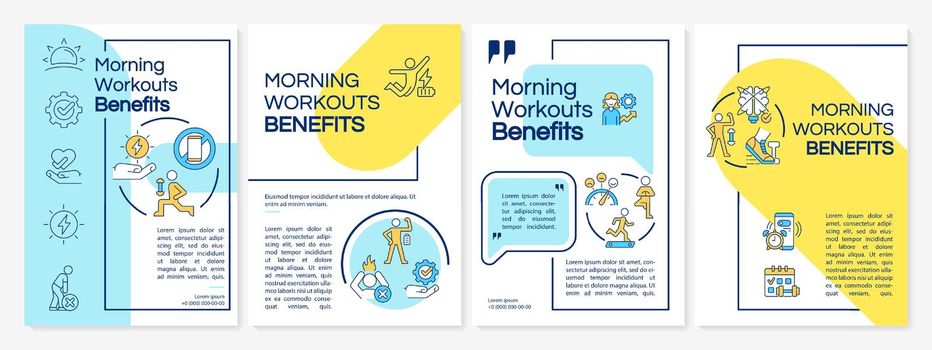 Morning workout benefits blue and yellow brochure template