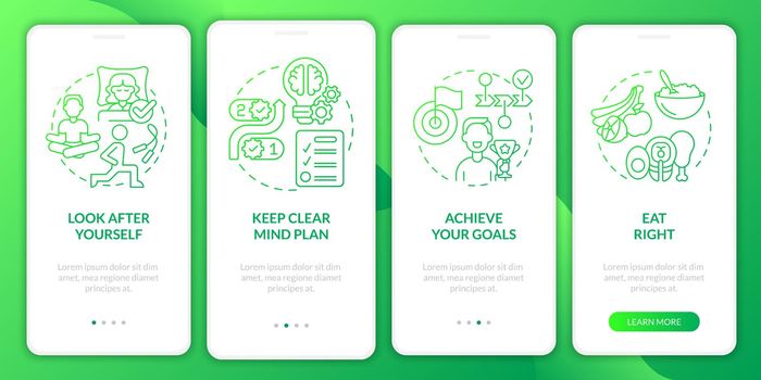 Well balanced life tips onboarding mobile app screen