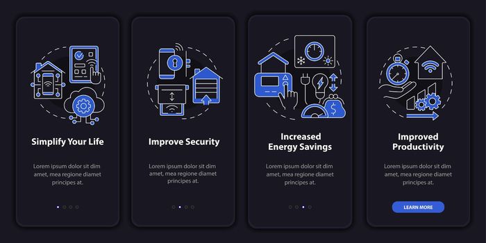 Reasons for home automation night mode onboarding mobile app screen