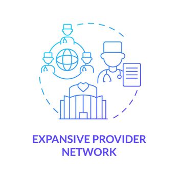 Expansive provider network blue gradient concept icon