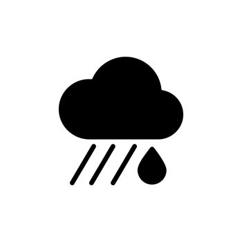 Raincloud with raindrop glyph icon. Weather sign