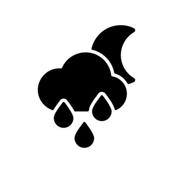 Raincloud with raindrops moon vector glyph icon