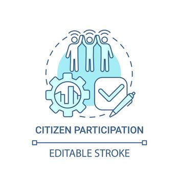 Citizen participation blue concept icon