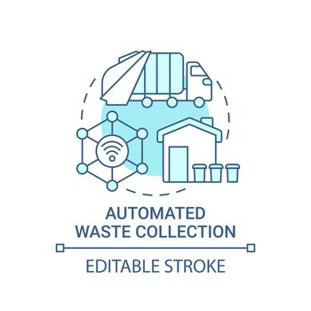 Automated waste collection blue concept icon