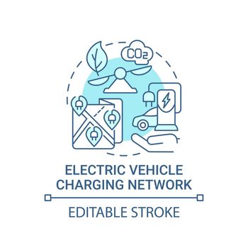 Electric vehicle charging network blue concept icon
