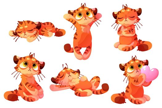 Set of plush tigers, baby toy, cute animal cub