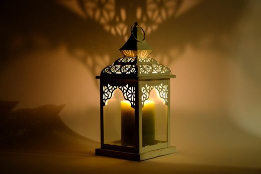 lantern illuminating white background and soft light