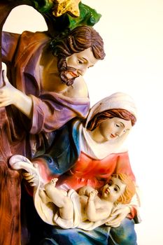 statue of the christianity native with Jesus, Madonna and St. Joseph