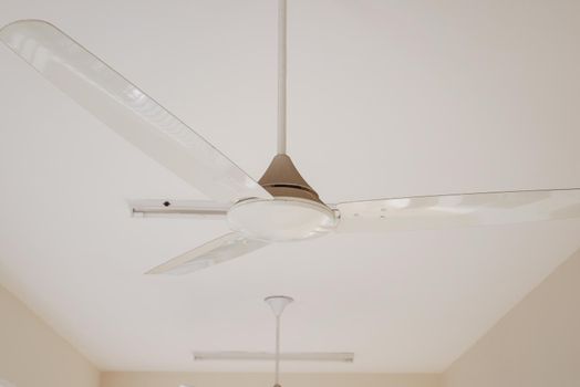 Rotation of ceiling fan close up