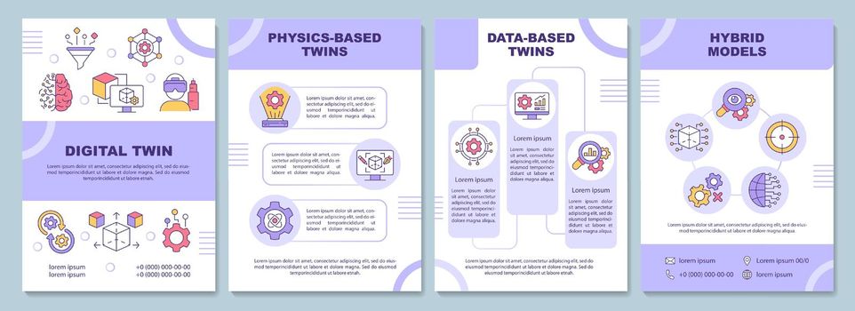 Digital twin types purple brochure template