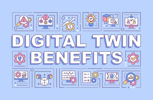 Digital twin benefits word concepts purple banner