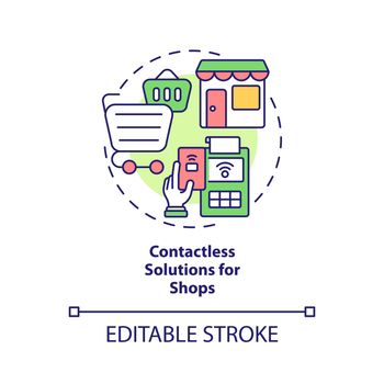Contactless solutions for shops concept icon