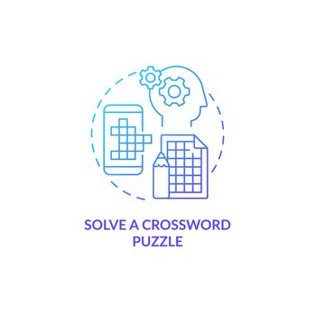 Solve crossword puzzle blue gradient concept icon