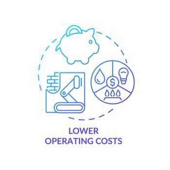 Lower operating costs blue gradient concept icon
