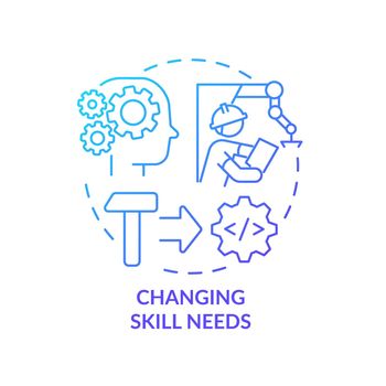 Changing skill needs blue gradient concept icon