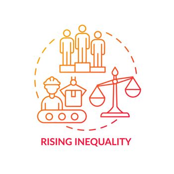 Rising inequality red gradient concept icon