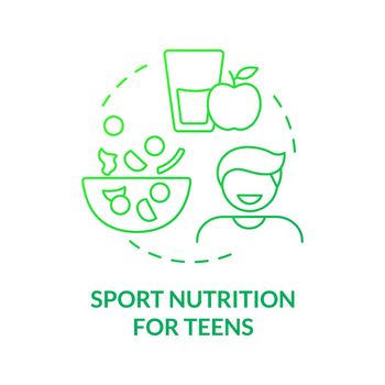 Sport nutrition for teens green gradient concept icon