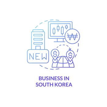 Business in South Korea blue gradient concept icon