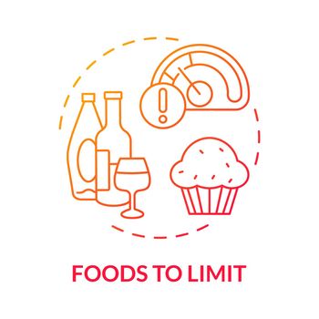 Foods to limit red gradient concept icon
