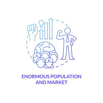 Enormous population and market blue gradient concept icon