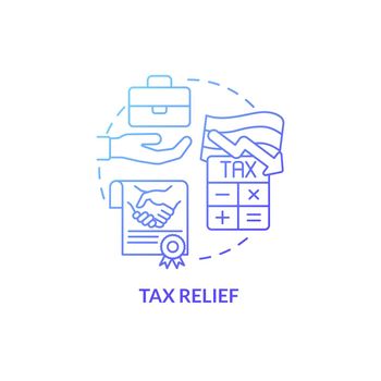 Tax relief blue gradient concept icon