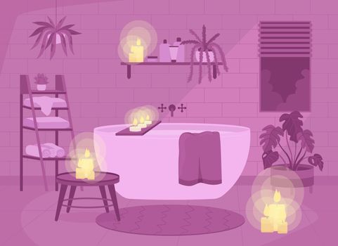 Romantic bathroom atmosphere flat color vector illustration