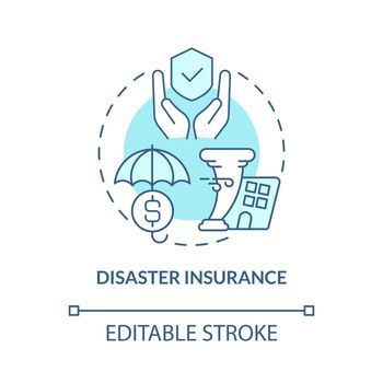 Disaster insurance turquoise concept icon