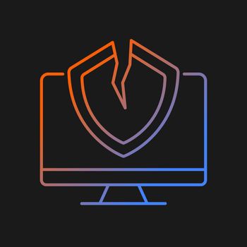 Cybersecurity vulnerability gradient vector icon for dark theme