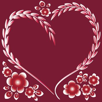 frame - heart and flowers - postcard for valentin day, valentine. Design element