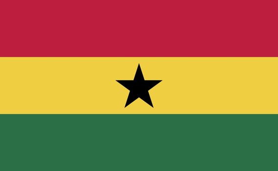 Ghana national flag in exact proportions - Vector