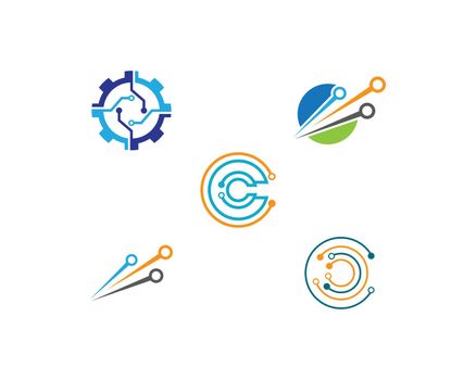 Technology logo template vector icon illustration design