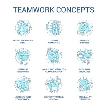 Understanding common goals turquoise concept icon