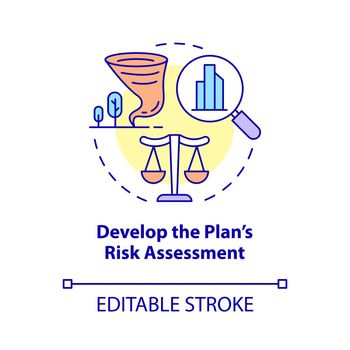 Develop plan risk assessment concept icon