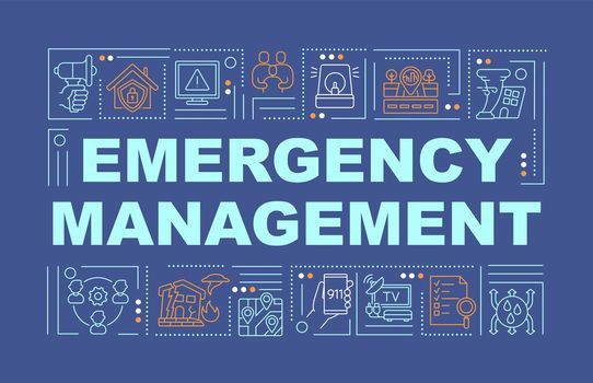 Emergency management word concepts navy banner