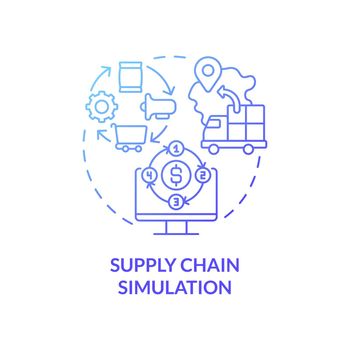 Supply chain simulation blue gradient concept icon