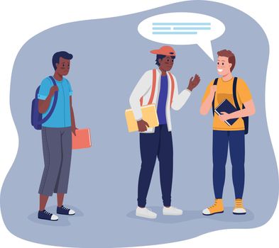 Struggling to make friends in college 2D vector isolated illustration
