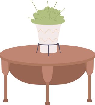 Coffee table with houseplant semi flat color vector item