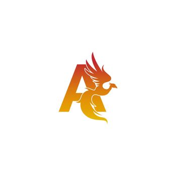 Letter A icon with phoenix logo design template
