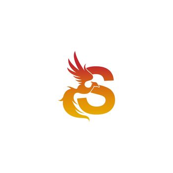 Letter S icon with phoenix logo design template