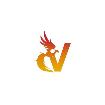 Letter V icon with phoenix logo design template