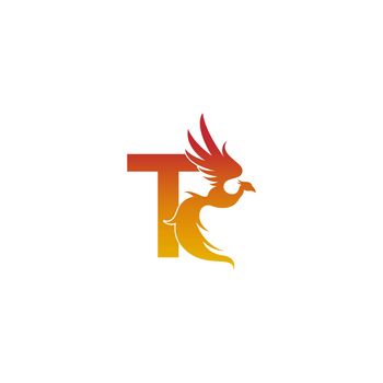 Letter T icon with phoenix logo design template