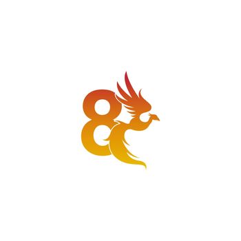 Number 8 icon with phoenix logo design template