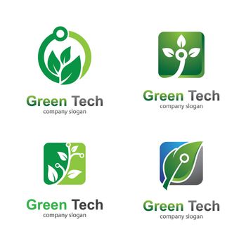 Green technology logo template vector icon illustration