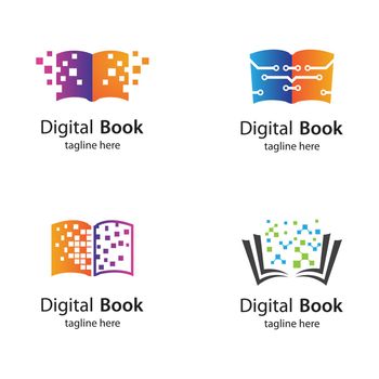 Digital book logo technology vector icon design