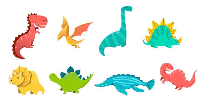 Cute set of prehistoric dinosaurs