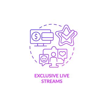 Exclusive live stream purple gradient concept icon